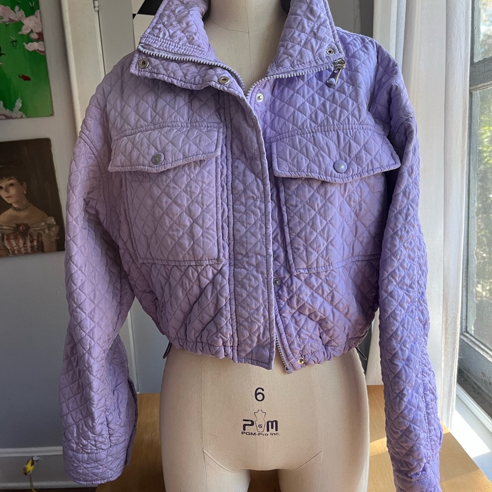 Bershka Lilac Quilted Puffer Jacket